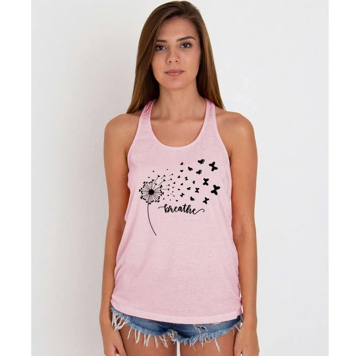 Breathe Dandelion Butterfly Women's Knotted Racerback Tank