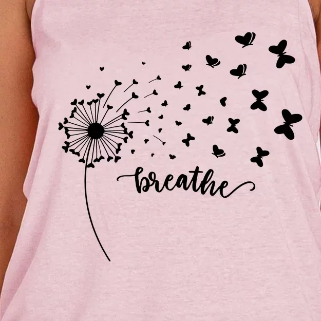 Breathe Dandelion Butterfly Women's Knotted Racerback Tank