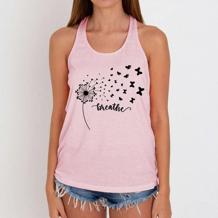 Breathe Dandelion Butterfly Women's Knotted Racerback Tank