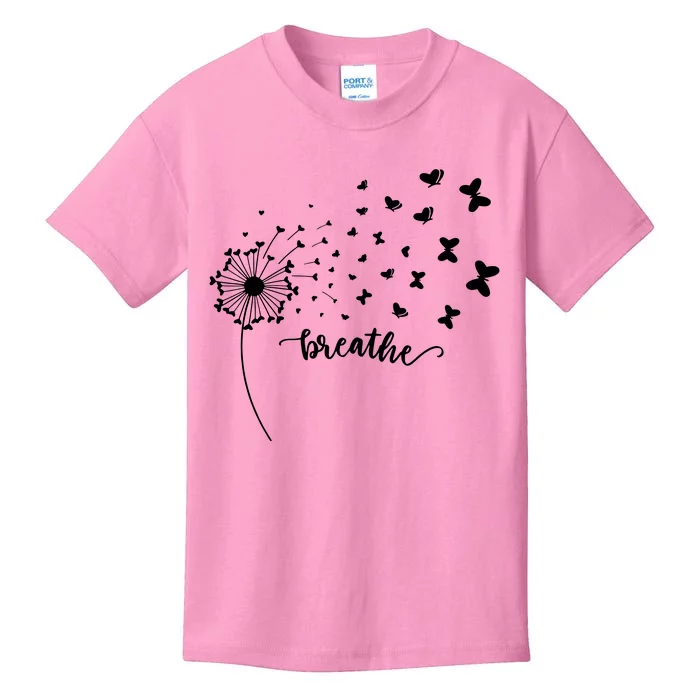 Breathe Dandelion Butterfly Kids T-Shirt