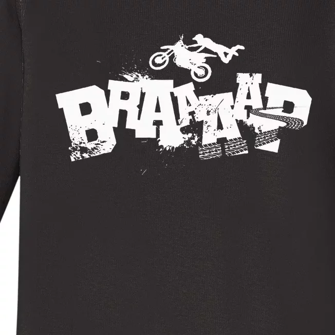 Braaap Dirt Biking Boy Dirt Bike Baby Long Sleeve Bodysuit