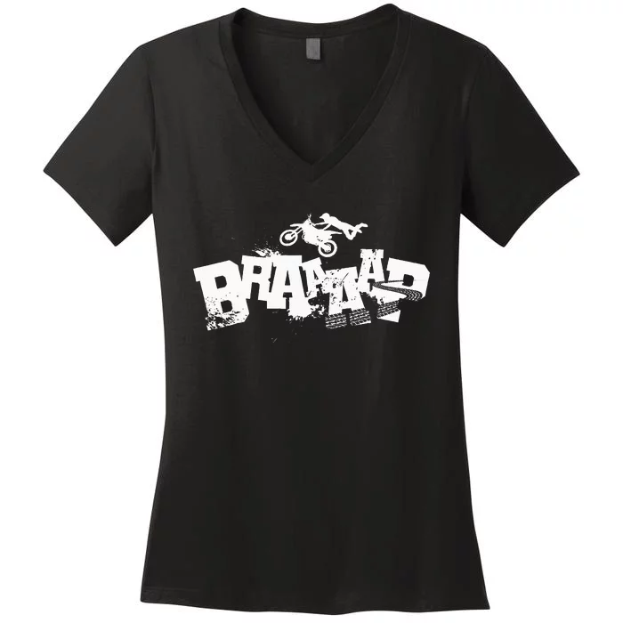 Braaap Dirt Biking Boy Dirt Bike Women's V-Neck T-Shirt