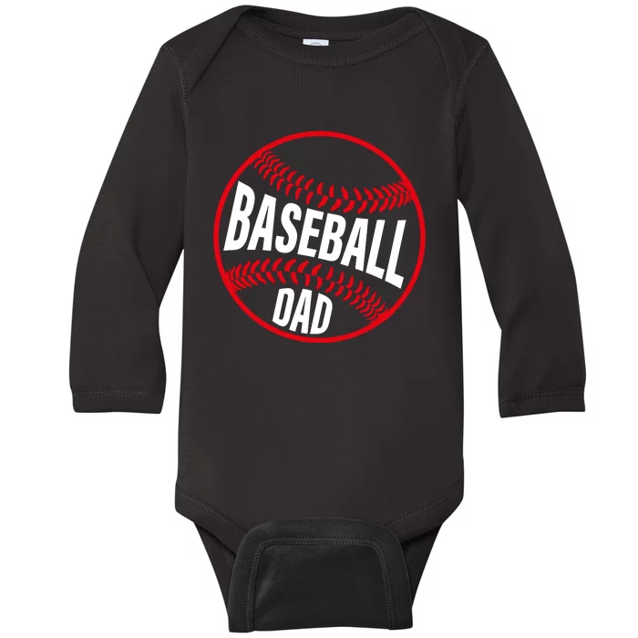 Baseboll Dad Baby Long Sleeve Bodysuit