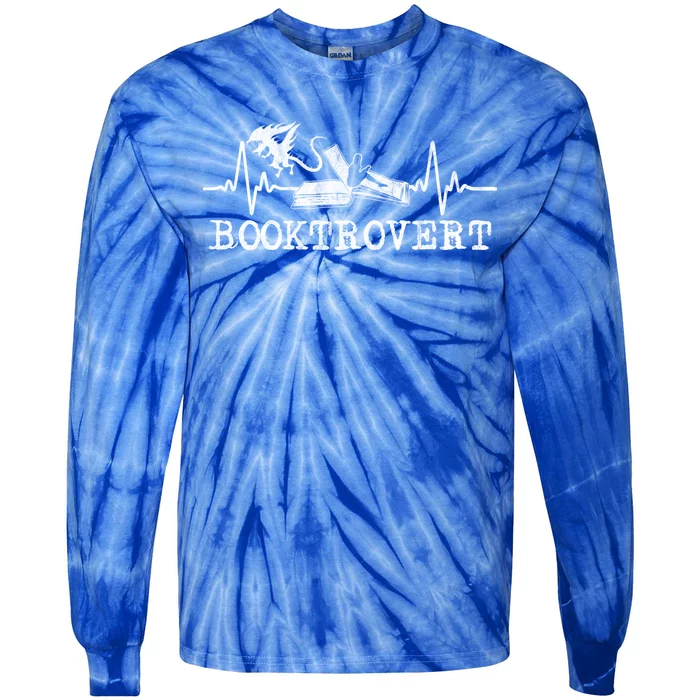 Booktrovert Dragons Book Lover Reading Great Gift Tie-Dye Long Sleeve Shirt