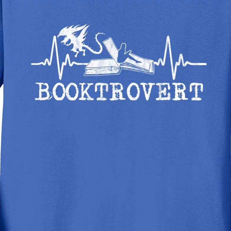 Booktrovert Dragons Book Lover Reading Great Gift Kids Long Sleeve Shirt