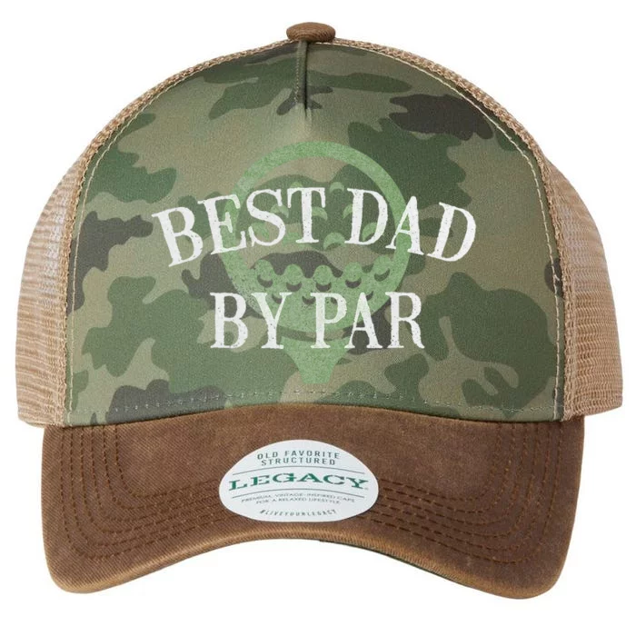 Best Dad by Par Father's Day Golf Lover Gift Papa Golfer Legacy Tie Dye Trucker Hat