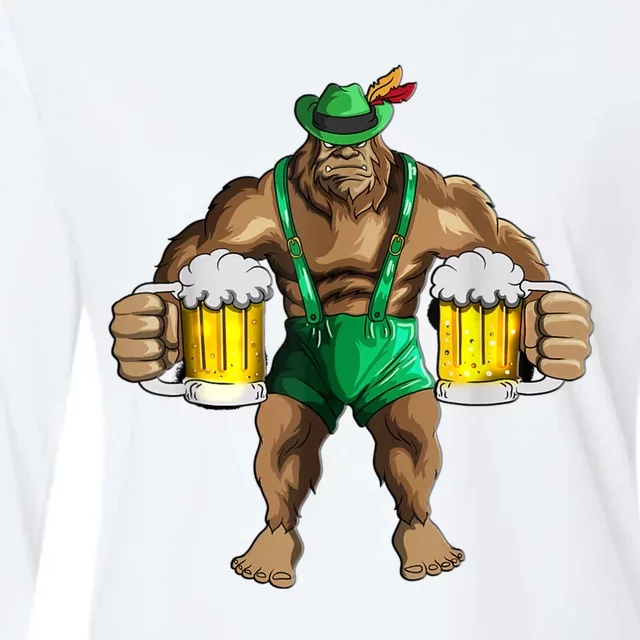 Beer Drinker Bigfoot In Leather Pants Beer Glasses Womens Cotton Relaxed Long Sleeve T-Shirt