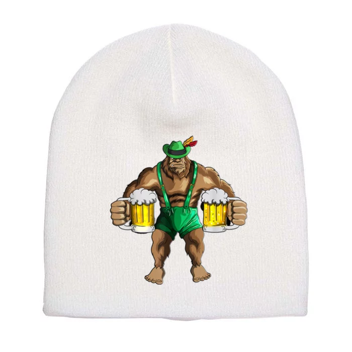 Beer Drinker Bigfoot In Leather Pants Beer Glasses Short Acrylic Beanie