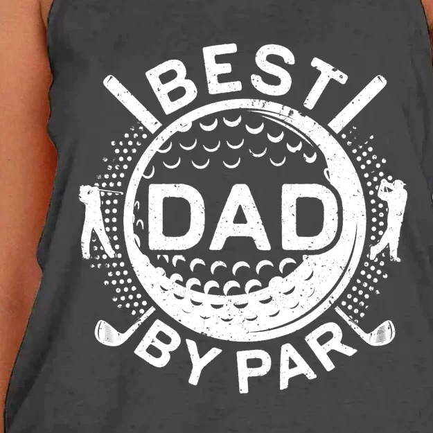 Best Dad By Par Golf Lover Father's Day Women's Knotted Racerback Tank