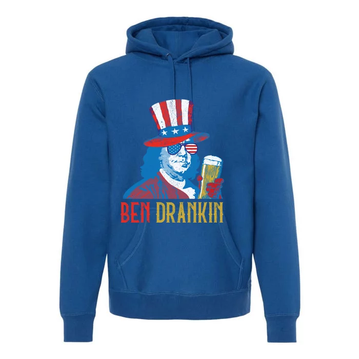 Ben Drankin Beer Benjamin Franklin 4th Of July Usa Flag Gift Premium Hoodie