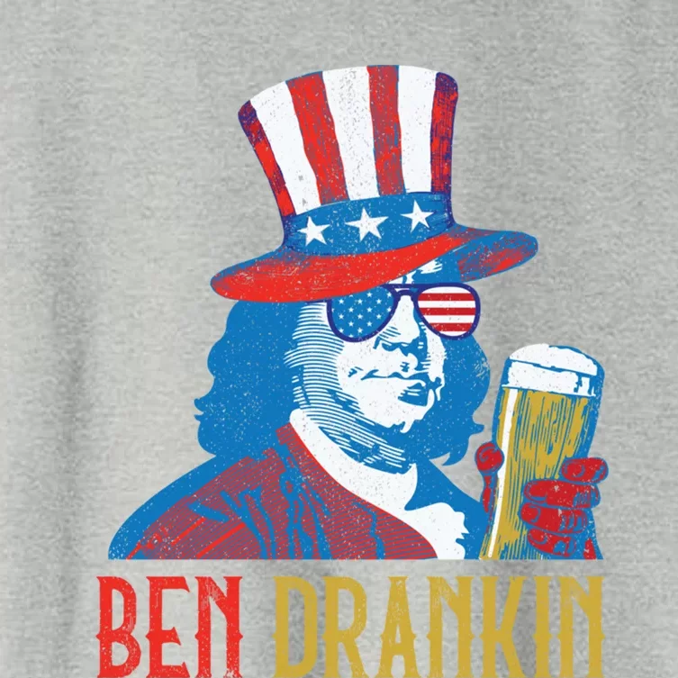 Ben Drankin Beer Benjamin Franklin 4th Of July Usa Flag Gift Women's Crop Top Tee