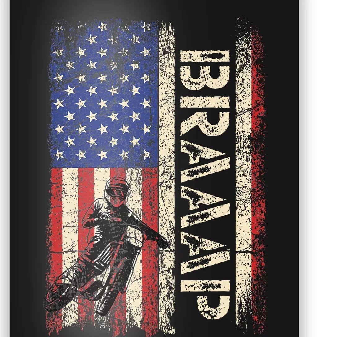 Braaap Dirt Bike Usa American Flag Motocross Biker Poster