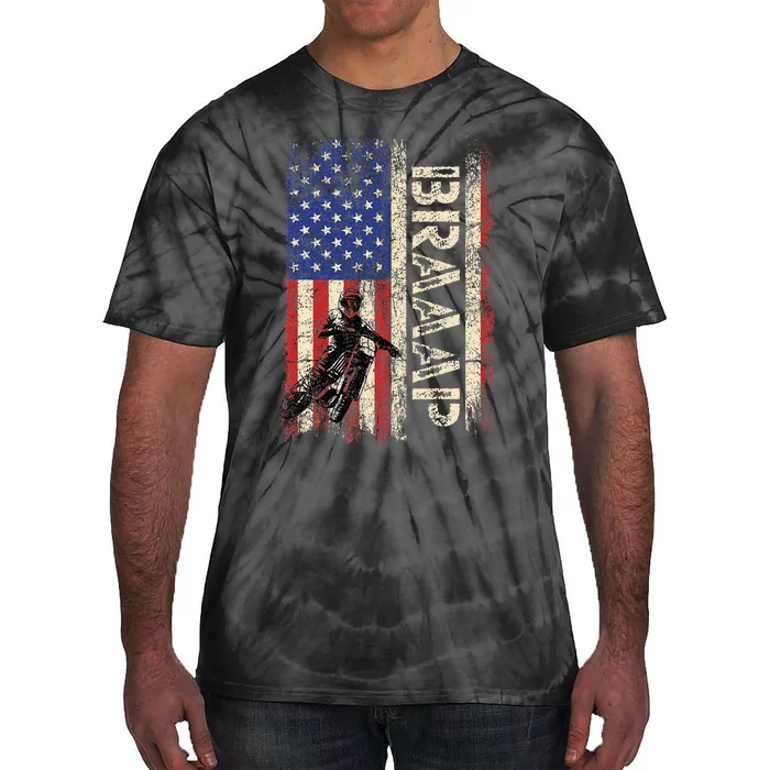 Braaap Dirt Bike Usa American Flag Motocross Biker Tie-Dye T-Shirt