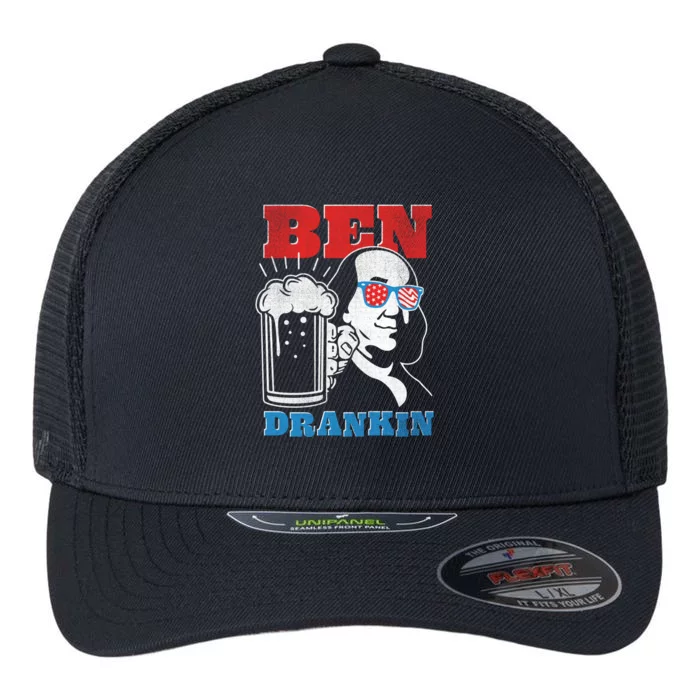 Ben Drankin Beer Mug Ben Franklin Patriotic Cute Gift Flexfit Unipanel Trucker Cap