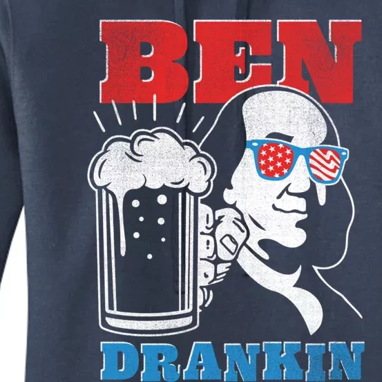 Ben Drankin Beer Mug Ben Franklin Patriotic Cute Gift Women's Pullover Hoodie