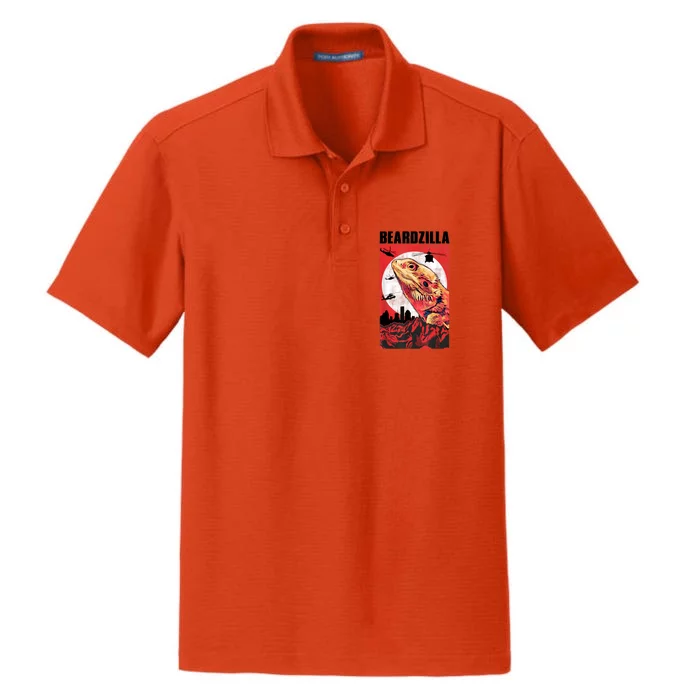 Bearded Dragon Beardzilla Funny Bearded Dragon Dry Zone Grid Performance Polo