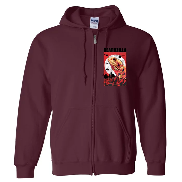 Bearded Dragon Beardzilla Funny Bearded Dragon Full Zip Hoodie