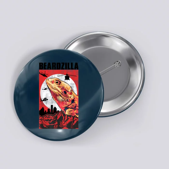 Bearded Dragon Beardzilla Funny Bearded Dragon Button