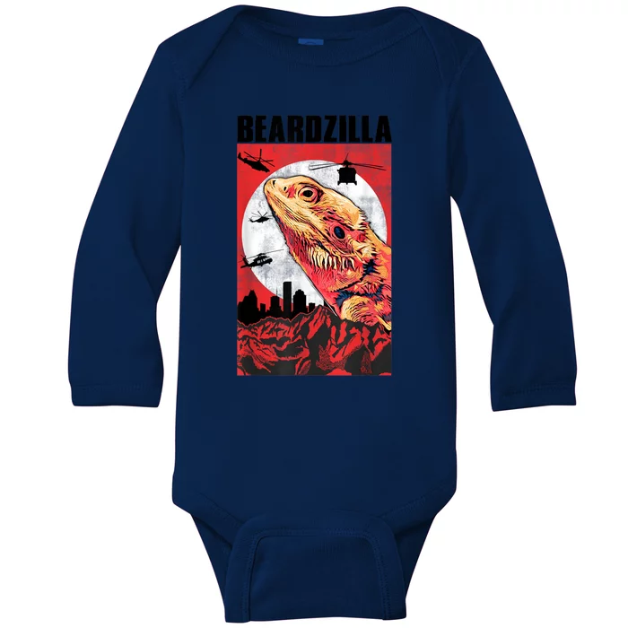 Bearded Dragon Beardzilla Funny Bearded Dragon Baby Long Sleeve Bodysuit