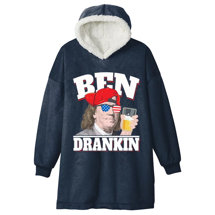 Ben Drankin Benjamin Franklin 4th Of July Funny Gift Cool Gift Hooded Wearable Blanket