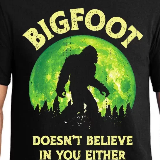 Bigfoot Doesn't Believe In You Either Funny Sasquatch Retro Pajama Set