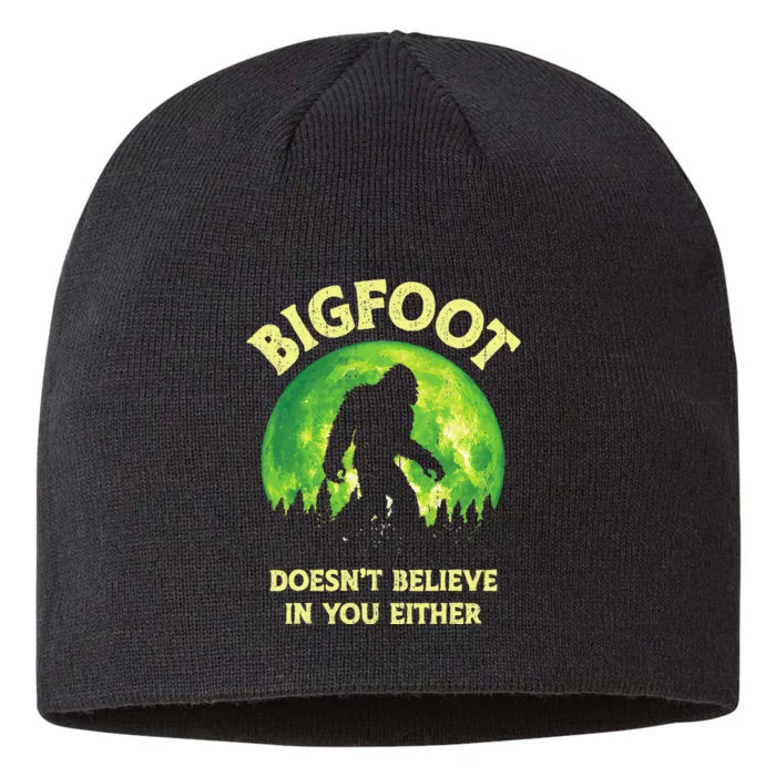 Bigfoot Doesn't Believe In You Either Funny Sasquatch Retro 8 1/2in Sustainable Knit Beanie