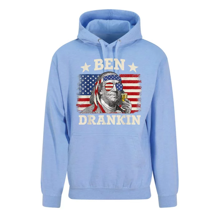 Ben Drankin Benjamin Franklin 4th Of July Funny Drinking Unisex Surf Hoodie