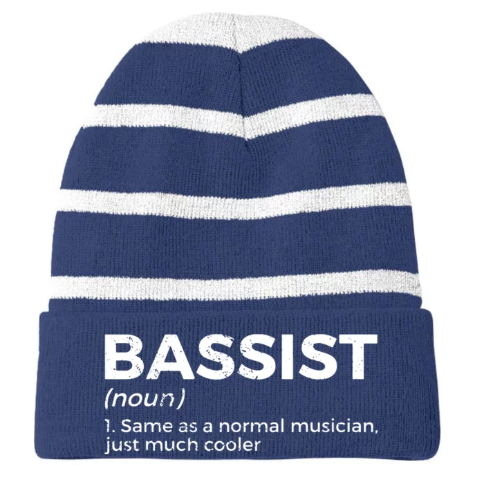 Bassist Definition Bass Player For Musicians Striped Beanie with Solid Band