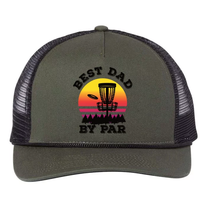 Best Dad By Par Disc Golf Frisbee Golf Retro Rope Trucker Hat Cap