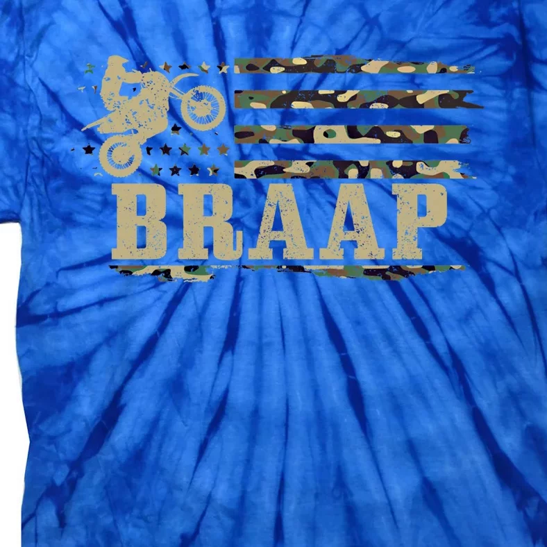 Braap Dirt Bike Patriotic Motocross American Flag Gift Cool Gift Tie-Dye T-Shirt