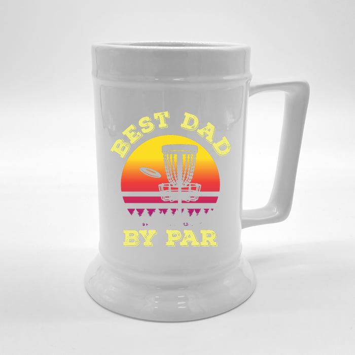 Best Dad By Par Disc Golf Frisbee Golf Front & Back Beer Stein