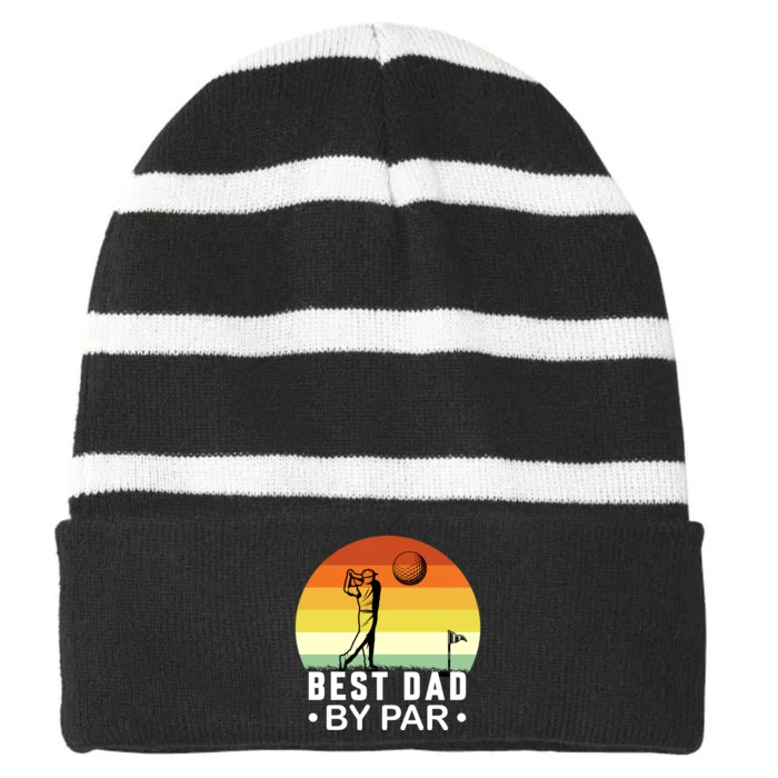 Best Dad By Par Golf T Striped Beanie with Solid Band