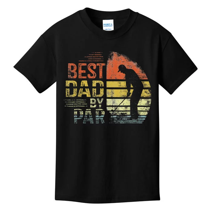 Best Dad By Par Retro Vintage Fathers Day Golf Lover Golfer Kids T-Shirt