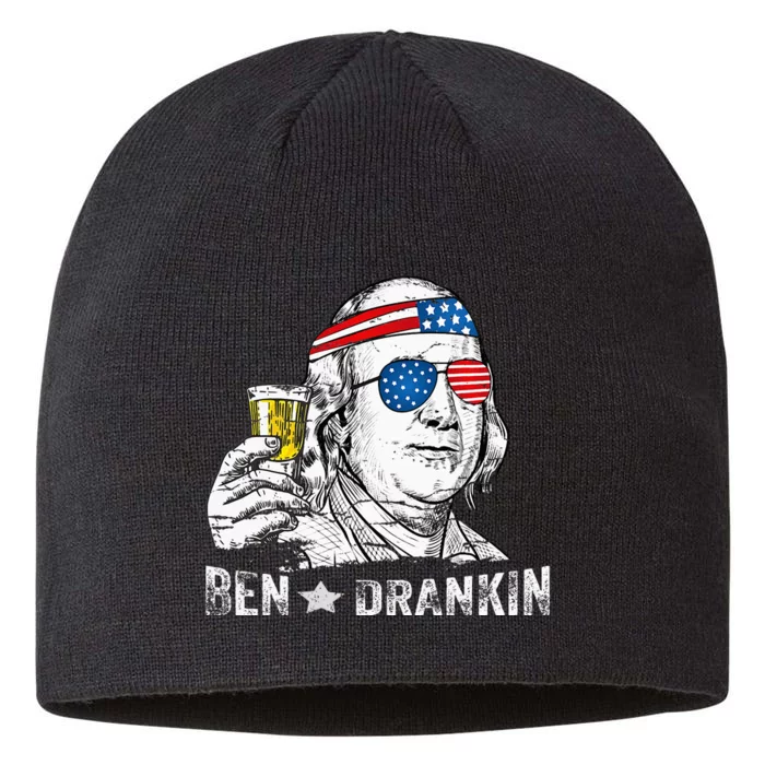 Ben Drankin Benjamin Franklin Drinking Beer 4th Of July 8 1/2in Sustainable Knit Beanie