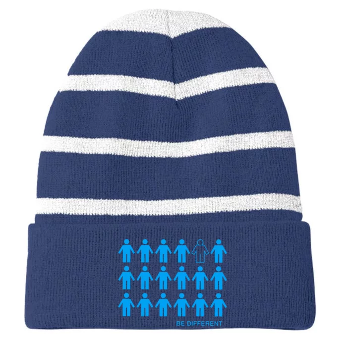 Be Different Striped Beanie with Solid Band