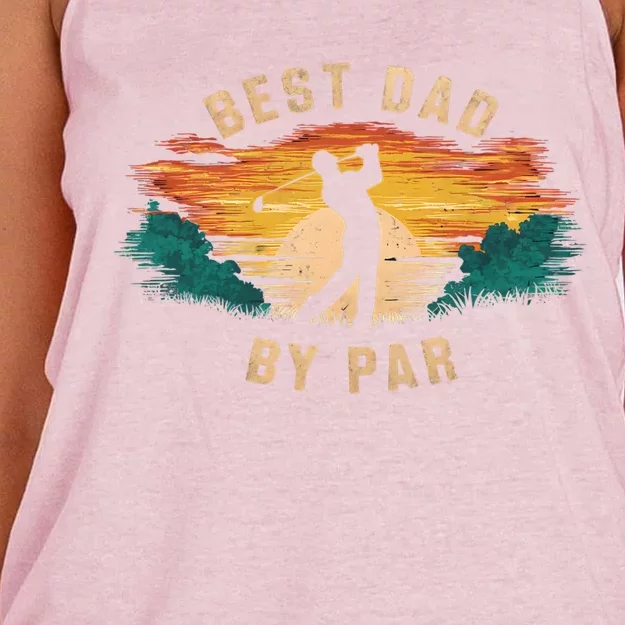 Best Dad By Par For Golfer Daddy FatherS Day Funny Cool Gift Women's Knotted Racerback Tank