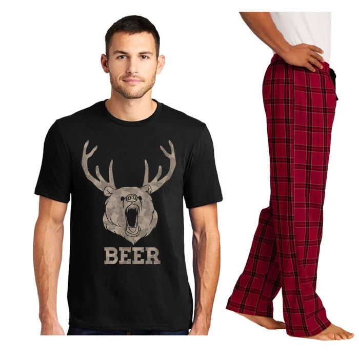 Bear Deer Beer Drinking Camo Antlers Hunting Camping Pajama Set