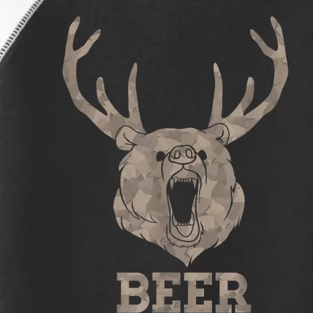 Bear Deer Beer Drinking Camo Antlers Hunting Camping Toddler Fine Jersey T-Shirt