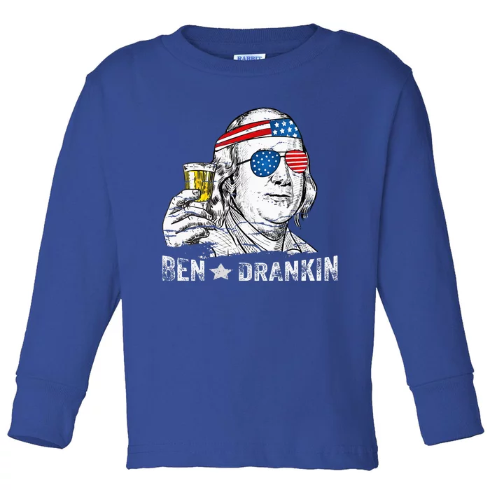 Ben Drankin Benjamin Franklin Drinking Beer Toddler Long Sleeve Shirt