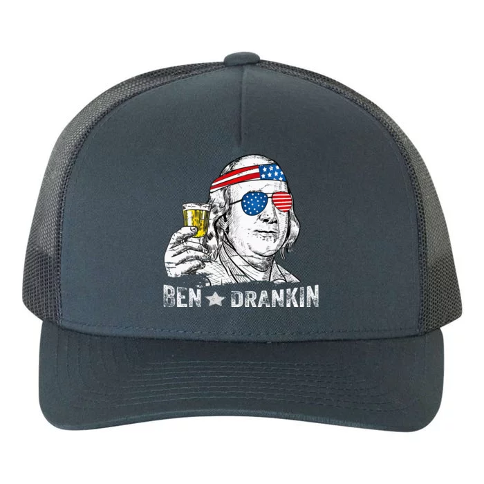 Ben Drankin Benjamin Franklin Drinking Beer Yupoong Adult 5-Panel Trucker Hat