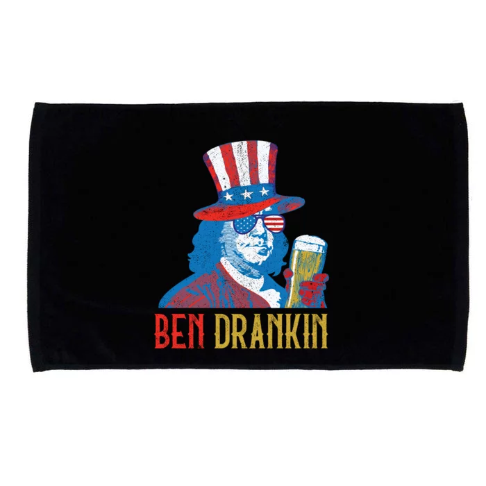 Ben Drankin Beer Benjamin Franklin 4th Of July Usa Flag Gift Funny Gift Microfiber Hand Towel