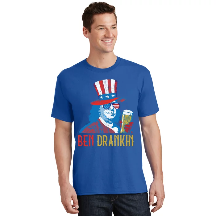 Ben Drankin Beer Benjamin Franklin 4th Of July Usa Flag Gift Funny Gift T-Shirt