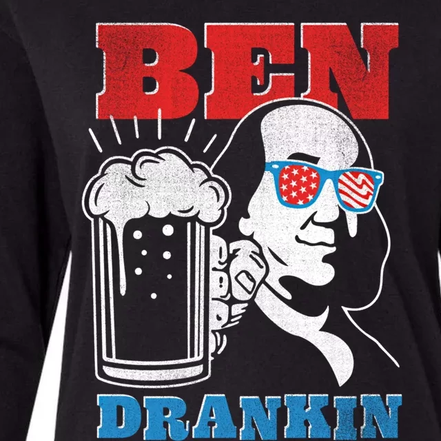 Ben Drankin Beer Mug Ben Franklin Patriotic Gift Womens Cotton Relaxed Long Sleeve T-Shirt