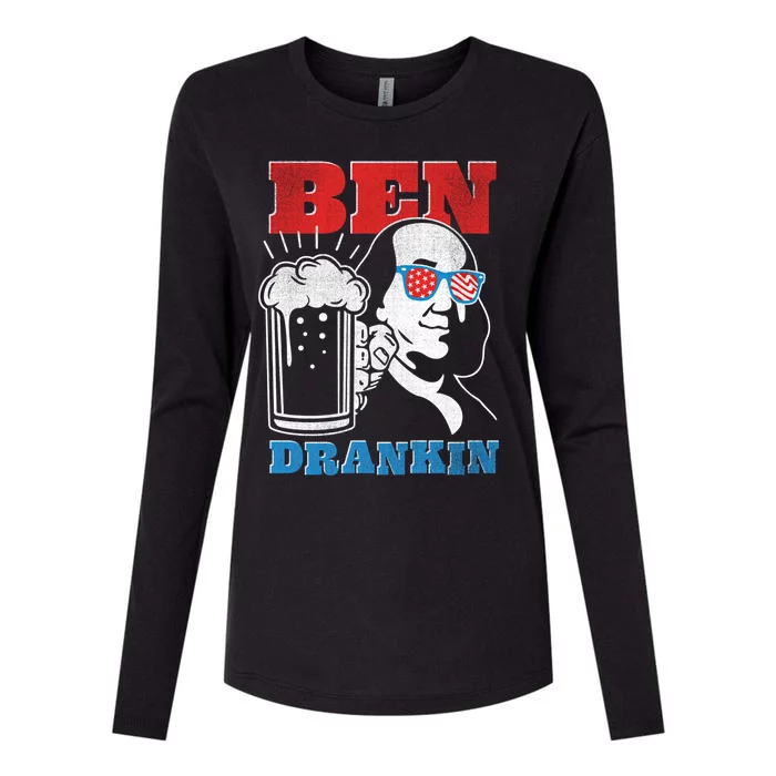 Ben Drankin Beer Mug Ben Franklin Patriotic Gift Womens Cotton Relaxed Long Sleeve T-Shirt