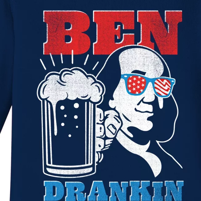 Ben Drankin Beer Mug Ben Franklin Patriotic Gift Baby Long Sleeve Bodysuit