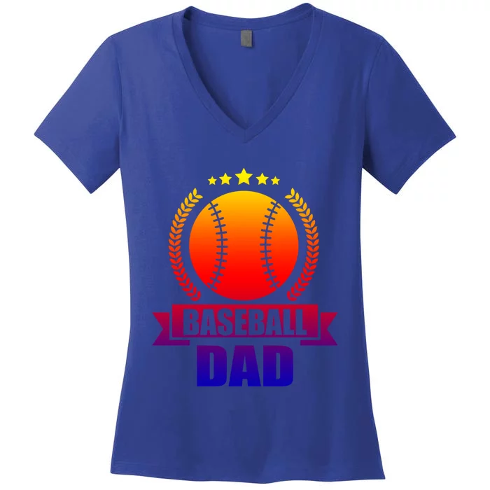 Baseball Dad Baseball Meaningful Gift Women's V-Neck T-Shirt