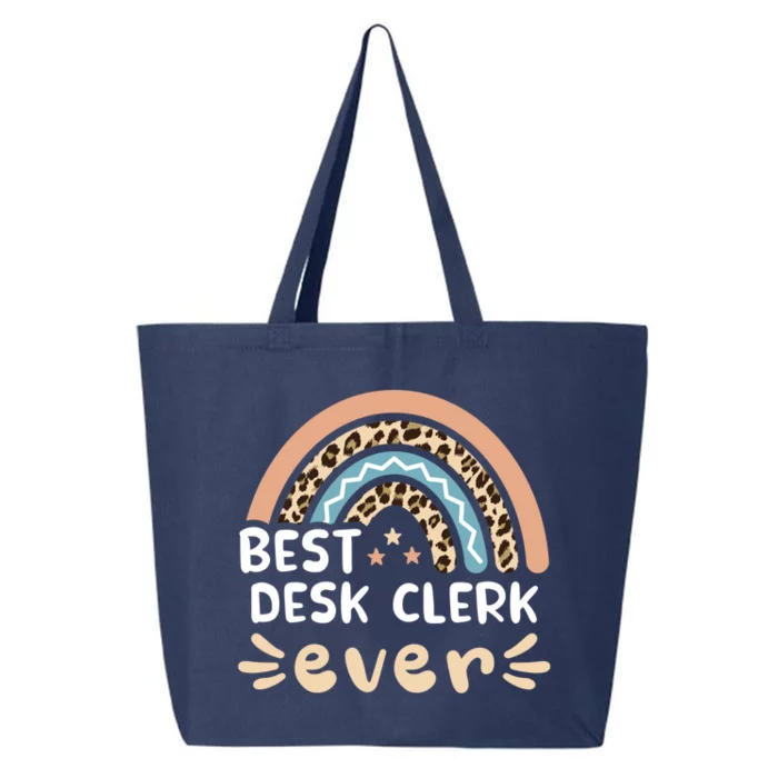 Best Desk Clerk Ever Leopard Rainbow Mom Meaningful Gift 25L Jumbo Tote