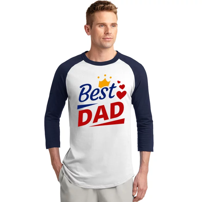 Best Dad Crown Father's Day Gift Baseball Sleeve Shirt