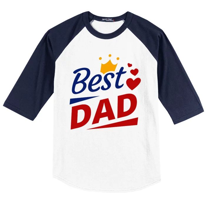 Best Dad Crown Father's Day Gift Baseball Sleeve Shirt