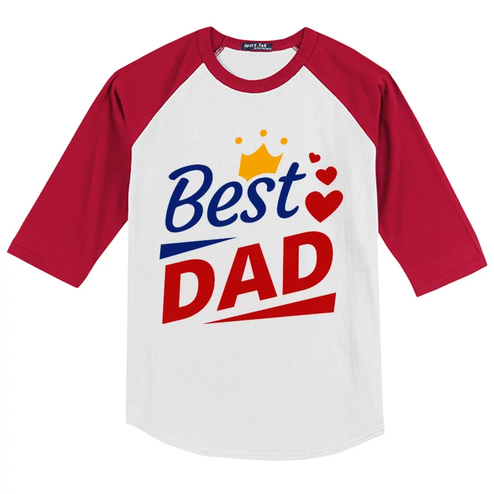 Best Dad Crown Father's Day Gift Kids Colorblock Raglan Jersey